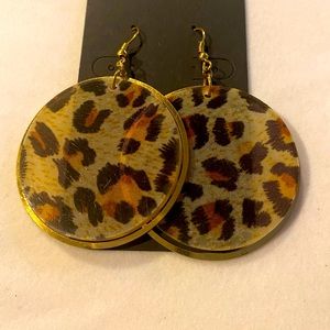 Leopard lace, layered  gold hoops.